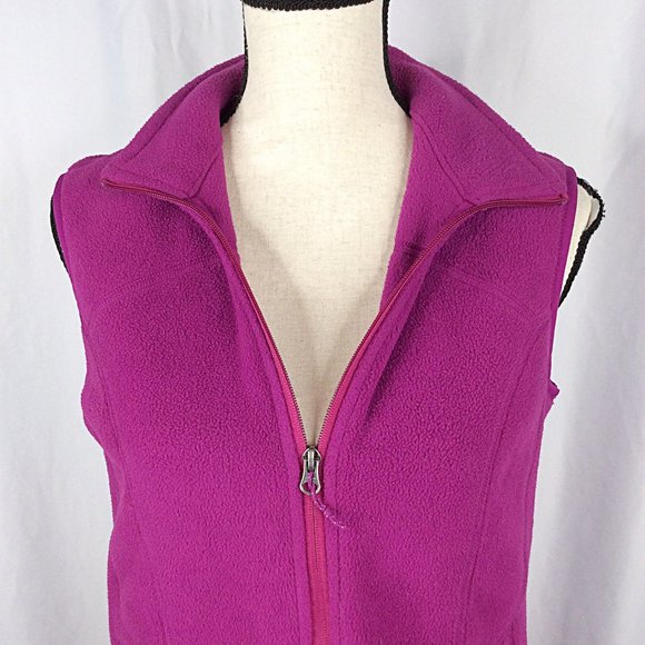 Eddie Bauer Polartec Fleece Vest Womens Size Medium Magenta Full Zip Pockets - Picture 6 of 8
